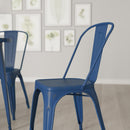 Banks Indoor/Outdoor Stacking Metal Dining Chair with Single Slat Back and Distressed Powder Coated Finish