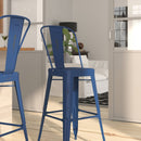 Sabine 30" Metal Indoor-Outdoor Counter Stool with Vertical Slat Back and Integrated Footrest