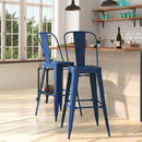 Sabine 30" Metal Indoor-Outdoor Counter Stool with Vertical Slat Back and Integrated Footrest