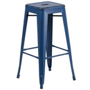 Elba Series Metal 30" Bar Height Stool with Distressed Powder Coated Finish and Integrated Floor Glides