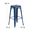 Elba Series Metal 30" Bar Height Stool with Distressed Powder Coated Finish and Integrated Floor Glides