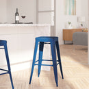 Elba Series Metal 30" Bar Height Stool with Distressed Powder Coated Finish and Integrated Floor Glides