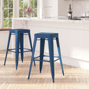 Elba Series Metal 30" Bar Height Stool with Distressed Powder Coated Finish and Integrated Floor Glides