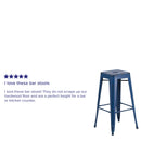 Elba Series Metal 30" Bar Height Stool with Distressed Powder Coated Finish and Integrated Floor Glides