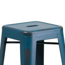 Elba Series Metal 30" Bar Height Stool with Distressed Powder Coated Finish and Integrated Floor Glides