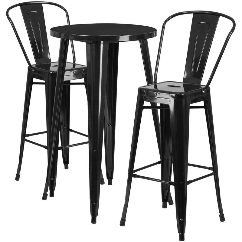 Pasadena 3 Piece Outdoor Dining Set with Bar Height Table and Stools