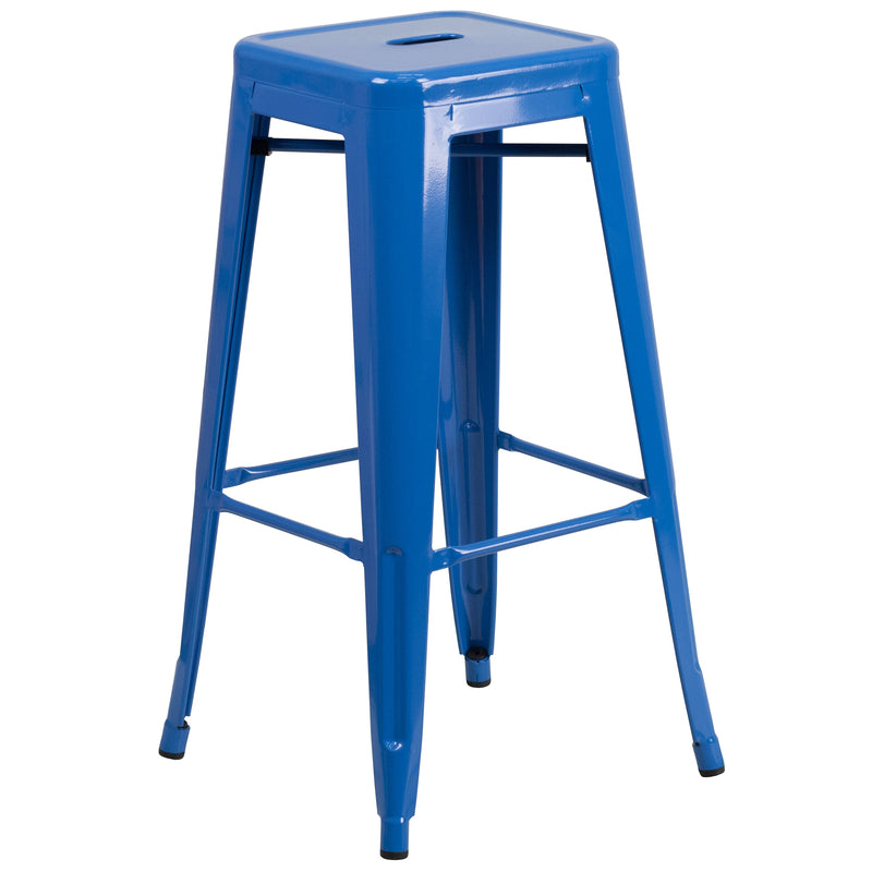 Giosetta 5 Piece Patio Set with Table and 4 Backless Stools - Powder Coated Metal Frames for Indoor and Outdoor Use