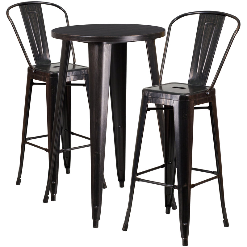 Pasadena 3 Piece Outdoor Dining Set with Bar Height Table and Stools