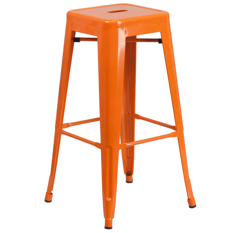 Giosetta 5 Piece Patio Set with Table and 4 Backless Stools - Powder Coated Metal Frames for Indoor and Outdoor Use
