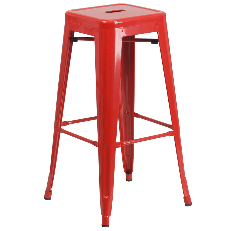 Giosetta 5 Piece Patio Set with Table and 4 Backless Stools - Powder Coated Metal Frames for Indoor and Outdoor Use