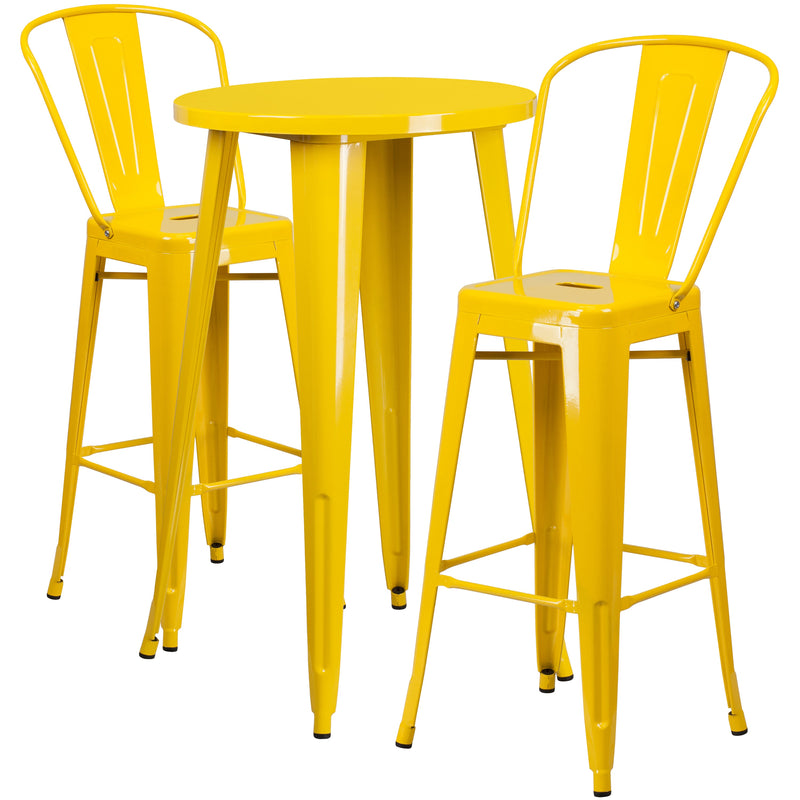 Pasadena 3 Piece Outdoor Dining Set with Bar Height Table and Stools