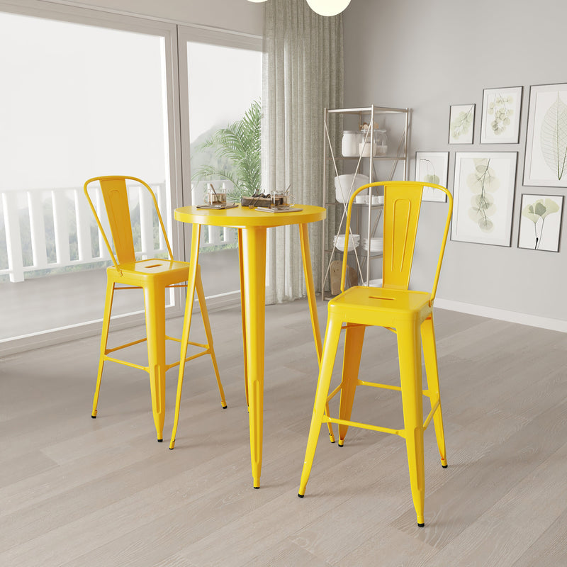 Pasadena 3 Piece Outdoor Dining Set with Bar Height Table and Stools