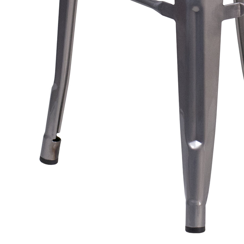 Atlas Series Backless 30" Bar Height Dining Stool with Clear Coated Metal Frame for Indoor Use