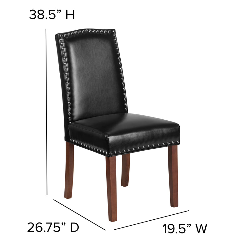 Hollowell Parsons Chair Plush Dining Chair with Accent Nail Trim and Mahogany Finished Wood Legs