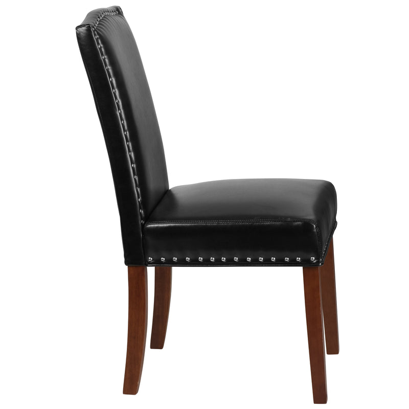 Hollowell Parsons Chair Plush Dining Chair with Accent Nail Trim and Mahogany Finished Wood Legs