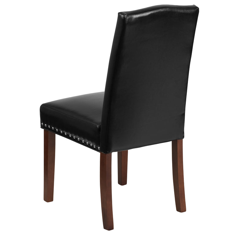 Hollowell Parsons Chair Plush Dining Chair with Accent Nail Trim and Mahogany Finished Wood Legs