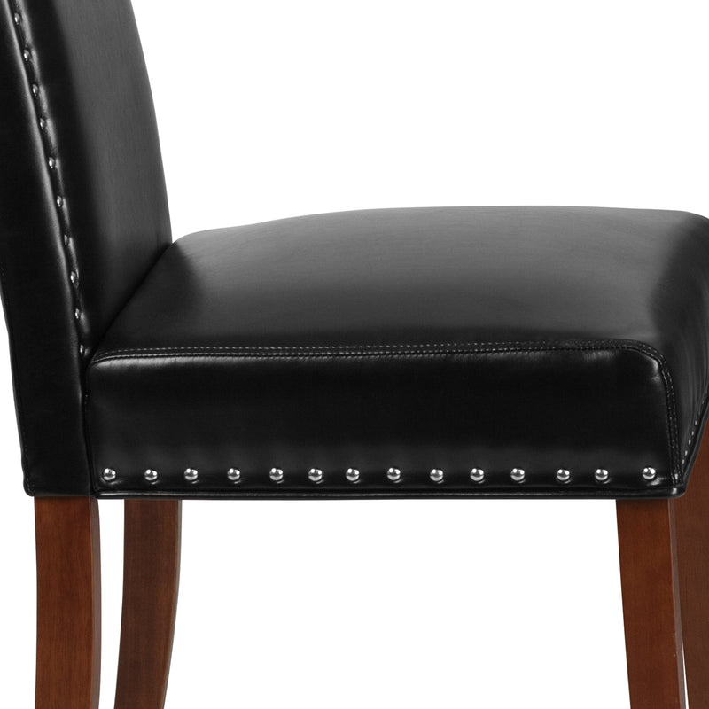 Hollowell Parsons Chair Plush Dining Chair with Accent Nail Trim and Mahogany Finished Wood Legs