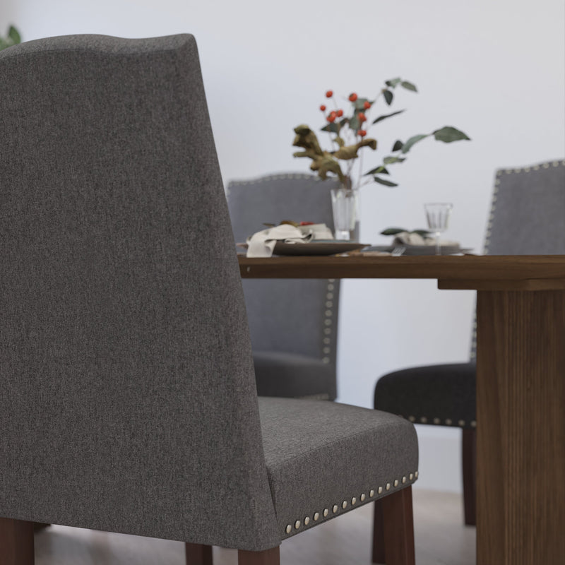 Hollowell Parsons Chair Plush Dining Chair with Accent Nail Trim and Mahogany Finished Wood Legs