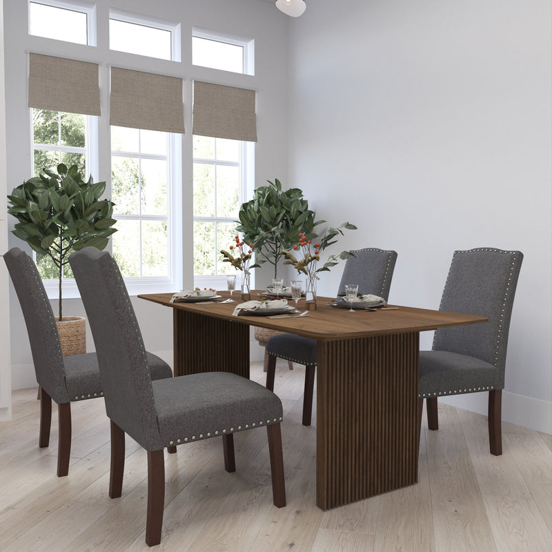 Hollowell Parsons Chair Plush Dining Chair with Accent Nail Trim and Mahogany Finished Wood Legs