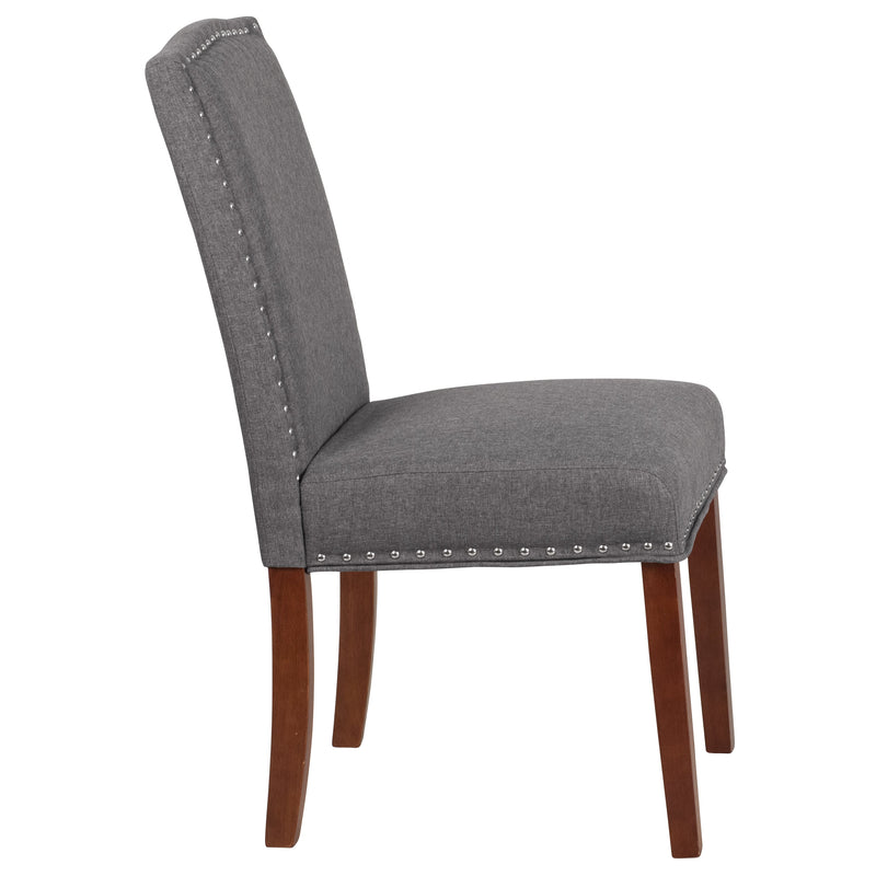 Hollowell Parsons Chair Plush Dining Chair with Accent Nail Trim and Mahogany Finished Wood Legs