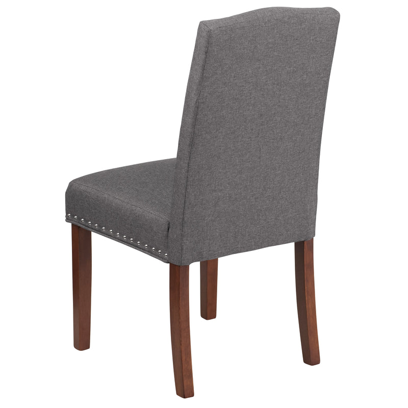 Hollowell Parsons Chair Plush Dining Chair with Accent Nail Trim and Mahogany Finished Wood Legs