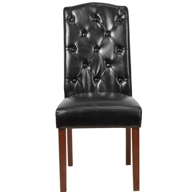 Audley Mid-Back Tufted Parsons Chair with Mahogany Finish Wooden Legs
