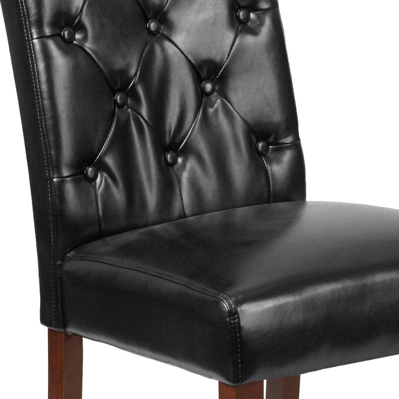 Audley Mid-Back Tufted Parsons Chair with Mahogany Finish Wooden Legs