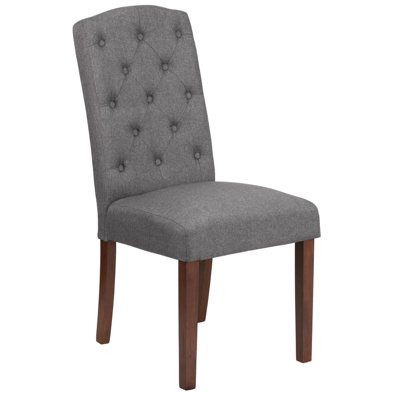 Audley Mid-Back Tufted Parsons Chair with Mahogany Finish Wooden Legs