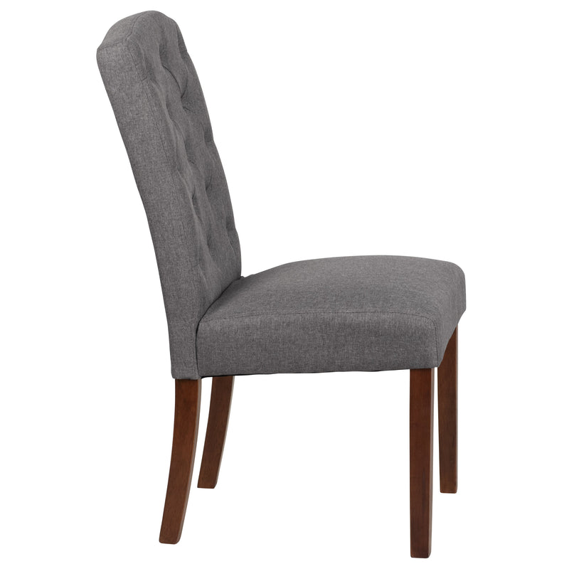 Audley Mid-Back Tufted Parsons Chair with Mahogany Finish Wooden Legs