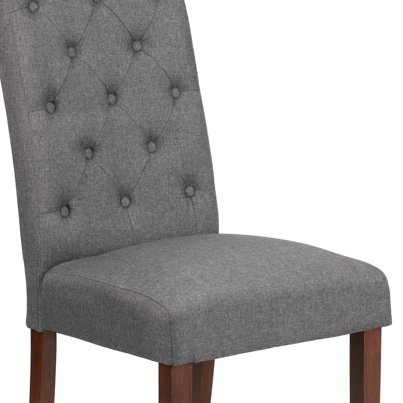 Audley Mid-Back Tufted Parsons Chair with Mahogany Finish Wooden Legs