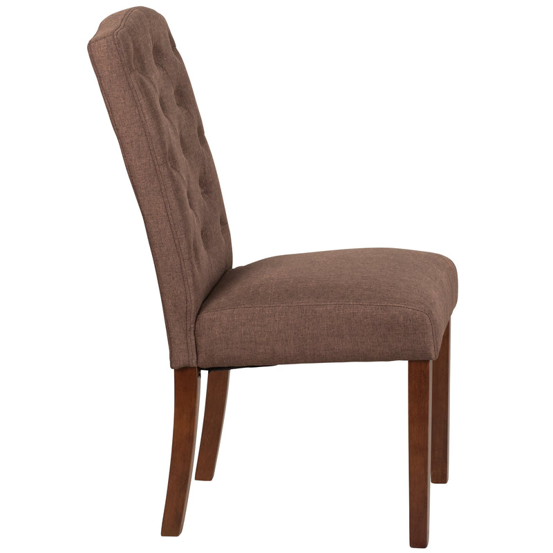 Audley Mid-Back Tufted Parsons Chair with Mahogany Finish Wooden Legs