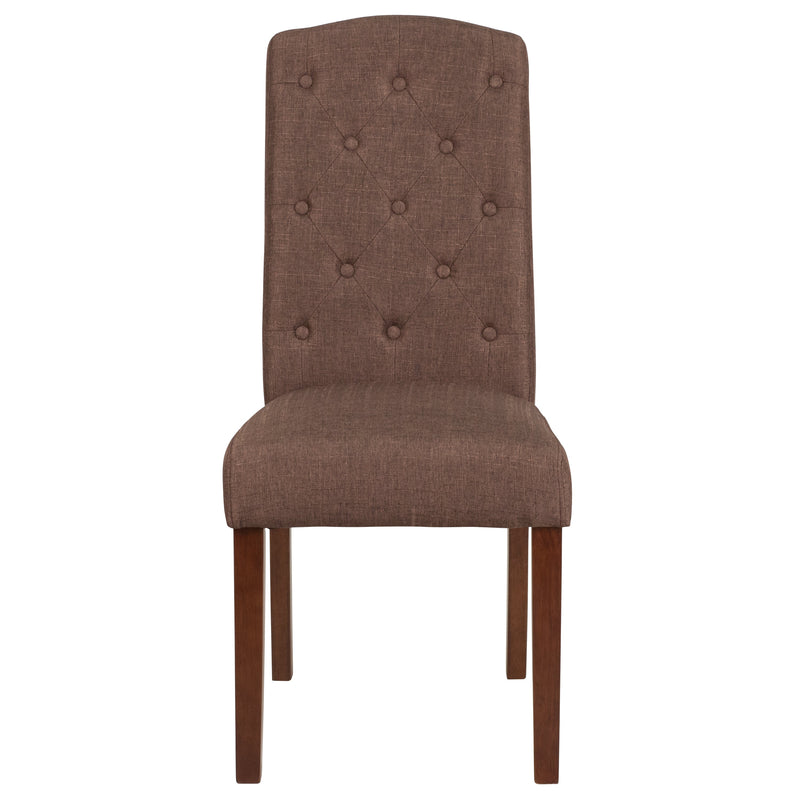 Audley Mid-Back Tufted Parsons Chair with Mahogany Finish Wooden Legs