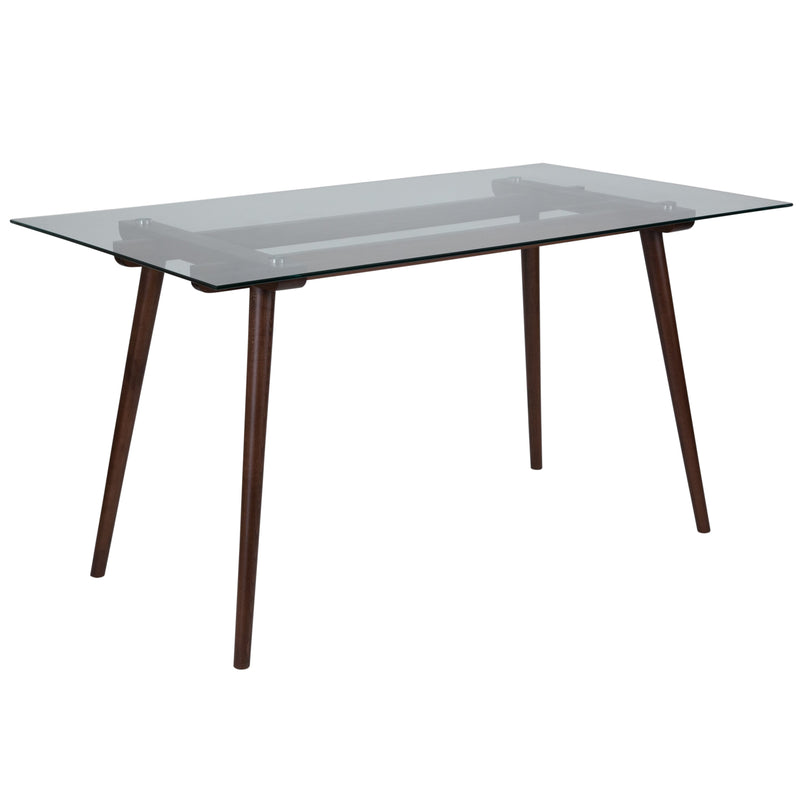 Meriden 31.5" x 55" Rectangular Solid Wood Table with Clear Glass Top