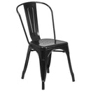 Amsterdam Metal Dining Chair With Curved Vertical Slatted Back And Square Seat