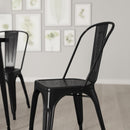 Amsterdam Metal Dining Chair With Curved Vertical Slatted Back And Square Seat