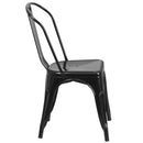 Amsterdam Metal Dining Chair With Curved Vertical Slatted Back And Square Seat