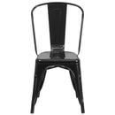 Amsterdam Metal Dining Chair With Curved Vertical Slatted Back And Square Seat