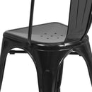 Amsterdam Metal Dining Chair With Curved Vertical Slatted Back And Square Seat