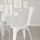 Amsterdam Metal Dining Chair With Curved Vertical Slatted Back And Square Seat