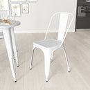 Amsterdam Metal Dining Chair With Curved Vertical Slatted Back And Square Seat
