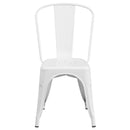 Amsterdam Metal Dining Chair With Curved Vertical Slatted Back And Square Seat