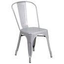 Amsterdam Metal Dining Chair With Curved Vertical Slatted Back And Square Seat