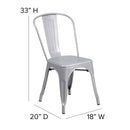 Amsterdam Metal Dining Chair With Curved Vertical Slatted Back And Square Seat