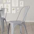 Amsterdam Metal Dining Chair With Curved Vertical Slatted Back And Square Seat