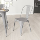 Amsterdam Metal Dining Chair With Curved Vertical Slatted Back And Square Seat