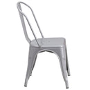 Amsterdam Metal Dining Chair With Curved Vertical Slatted Back And Square Seat