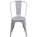 Amsterdam Metal Dining Chair With Curved Vertical Slatted Back And Square Seat