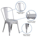 Amsterdam Metal Dining Chair With Curved Vertical Slatted Back And Square Seat