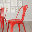 Amsterdam Metal Dining Chair With Curved Vertical Slatted Back And Square Seat