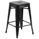 Newark Series 24" High Backless Metal Counter Height Stool with Square Seat for Indoor-Outdoor Use